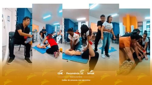 Alunas do Senac participam de treinamento de suporte básico de vida