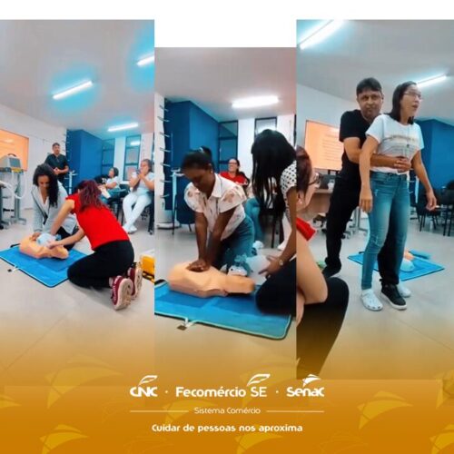 Alunas do Senac participam de treinamento de suporte básico de vida